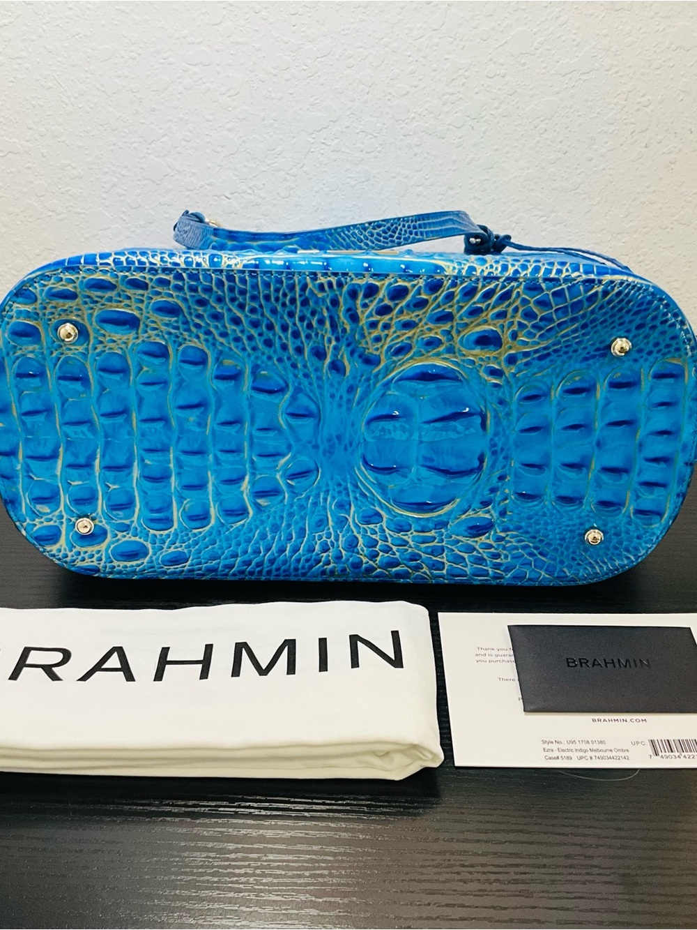 Brahmin Ezra ELECTRIC INDIGO MELBOURNE OMBRÉ Tote Shoulder Bag W/Eye - Picture 5 of 8